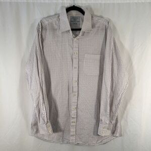 Charles Tyrwhitt Dress Shirt Men's 17.5 36 White Plaid Button Up Slim Fit Cotton